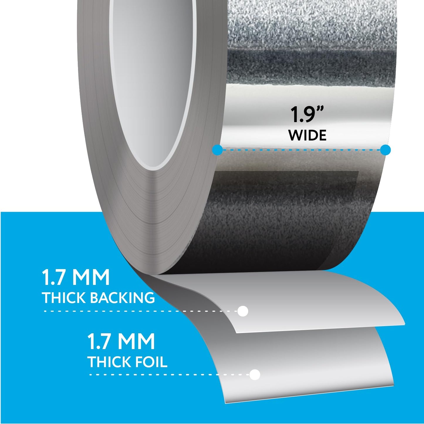 Impresa Aluminum Foil Duct Tape - 1.9 in x 150 ft (50 yd), Silver - Heat Transfer up to 220°F - Foil Tape for HVAC & Ductwork Sealing