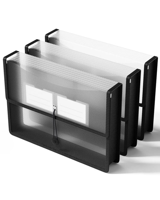 ThinkTex Plastic Expanding File Folder, Transparent envelopes with Snap Closure, No Dividers, Large Capacity, Assorted Colors, Fit Letter/A4 Size - 5 Packs