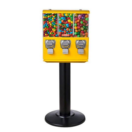 VBENLEM Triple Head Candy Vending Machine, 1-inch Gumball Vending Machine, Commercial Gumball Vending Machine with Stand and Adjustable Candy Outlet Size, Candy Vending Machine for Home, Gaming Stores