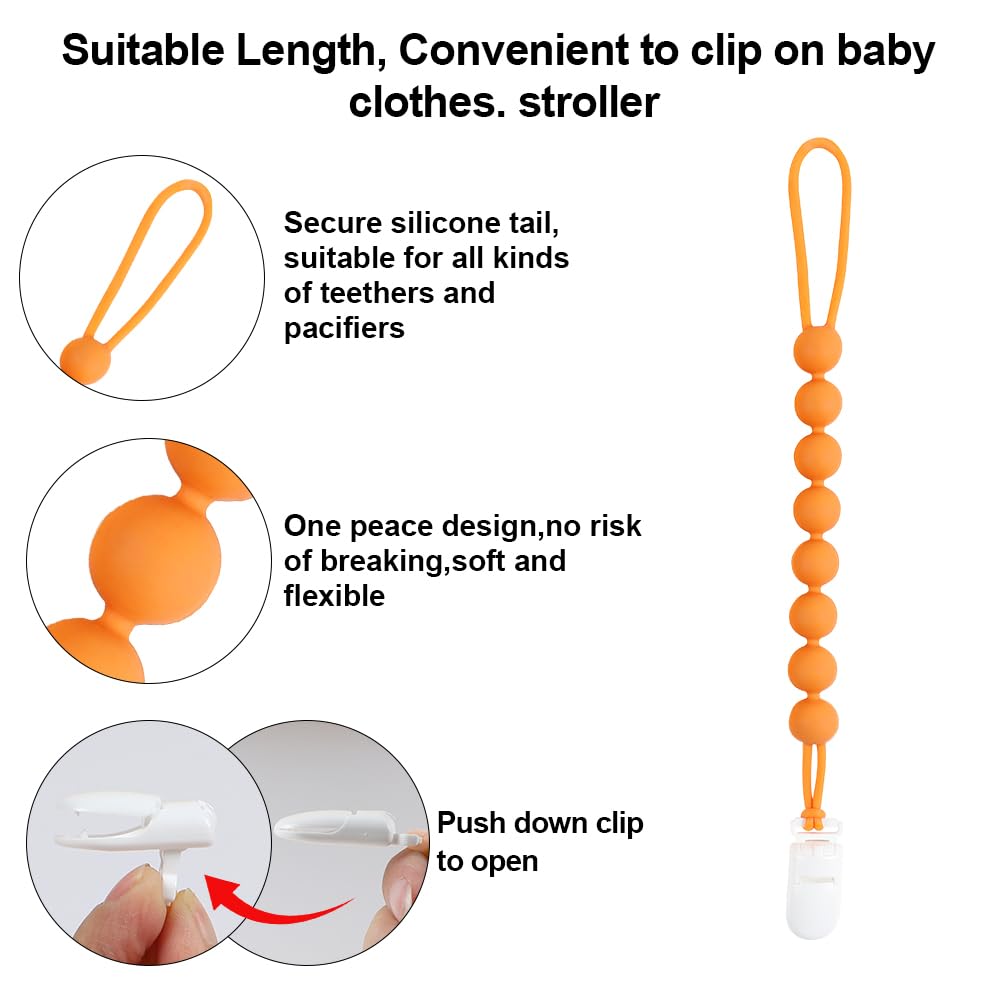 Baby Food Grade Silicone Sport Ball Teether Toy with Pacifier Clip Holder,Teething Toys Gift Set for 3 Months+ Boys and Girls,Freezer Safe,BPA Free. (Basketball)
