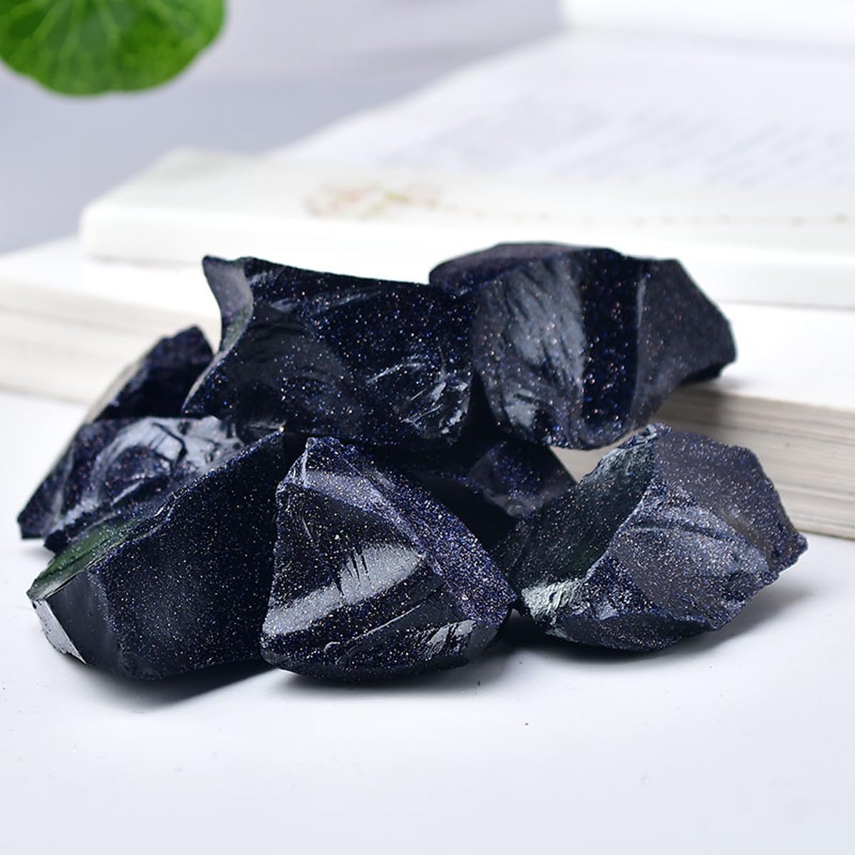 Erliway 1.25-2" Blue Goldstone Raw Crystals, Natural Rough Blue Goldstone, Healing Raw Stones for Fountain Rock, Home Decor Meditation Energy Balancing Wire Wrapping Wicca & Reiki