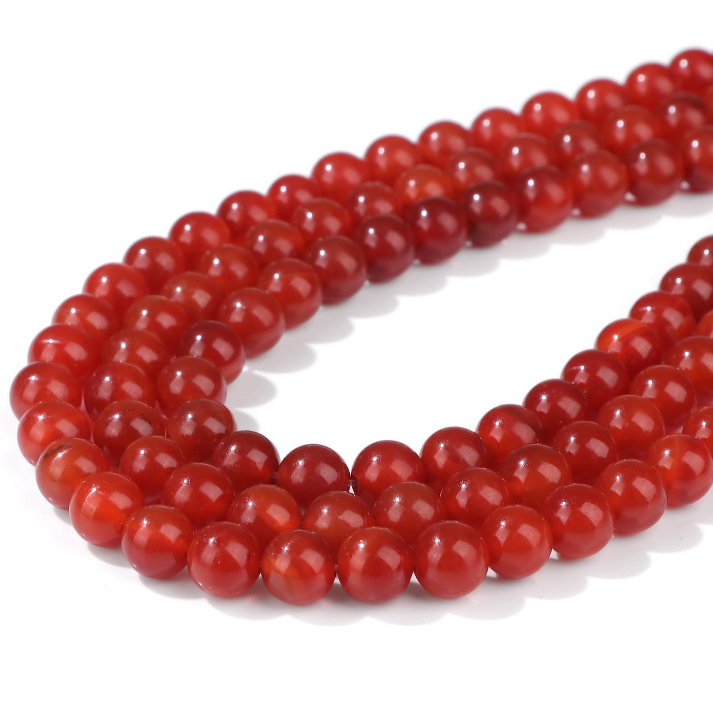 Risyfjew 50PCS 8mm Natural Carnelian Beads Gemstone Round Loose Beads for Jewelry Making Chakra Crystal Stone Beads for Bracelets Necklace Earrings Making Supplies (50pcs/Strand)