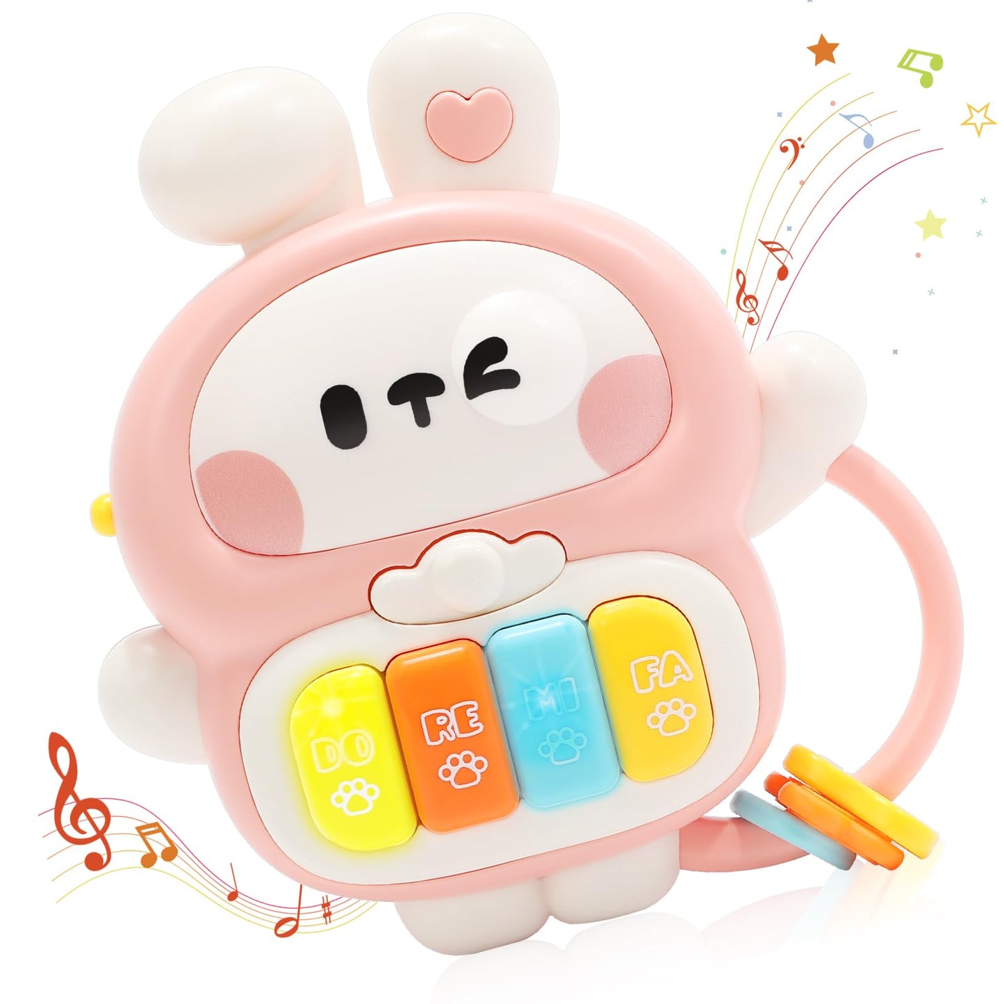 Redbeann Baby Musical Toys 6-12 Months, Rabbit Piano for Baby Musical Toys for Toddlers 1-3, Busy Board with Music & Light, Birthday Toy for Infant Toddler 1 Year Old Boy Girl Gifts (Pink)