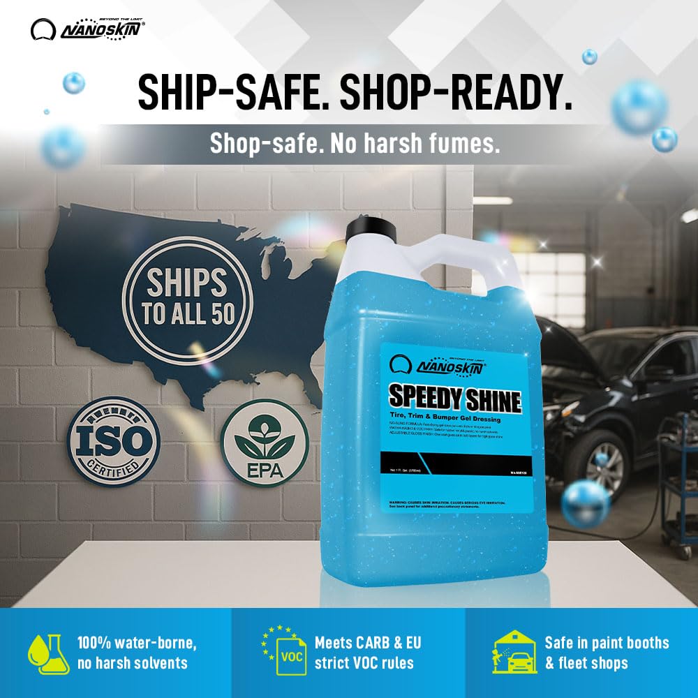 Nanoskin SPEEDY SHINE Exterior Tire & Trim Gel 5 Gallons - Restores and Conditions Faded Tires, Trim, Bumpers and Rubber for Car Detailing | Safe for Cars, Trucks, SUVs, Motorcycles, RVs & More