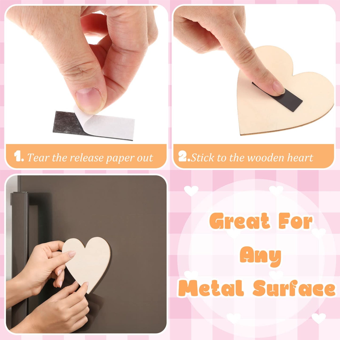 Qunclay 40 Pcs Wooden Heart Magnets for DIY Crafts, 3.15 '' Unfinished Wood Heart Slices for Kids Art Projects, Fridge Magnets, Father's Day, Wedding, Classroom, Home Craft Decor