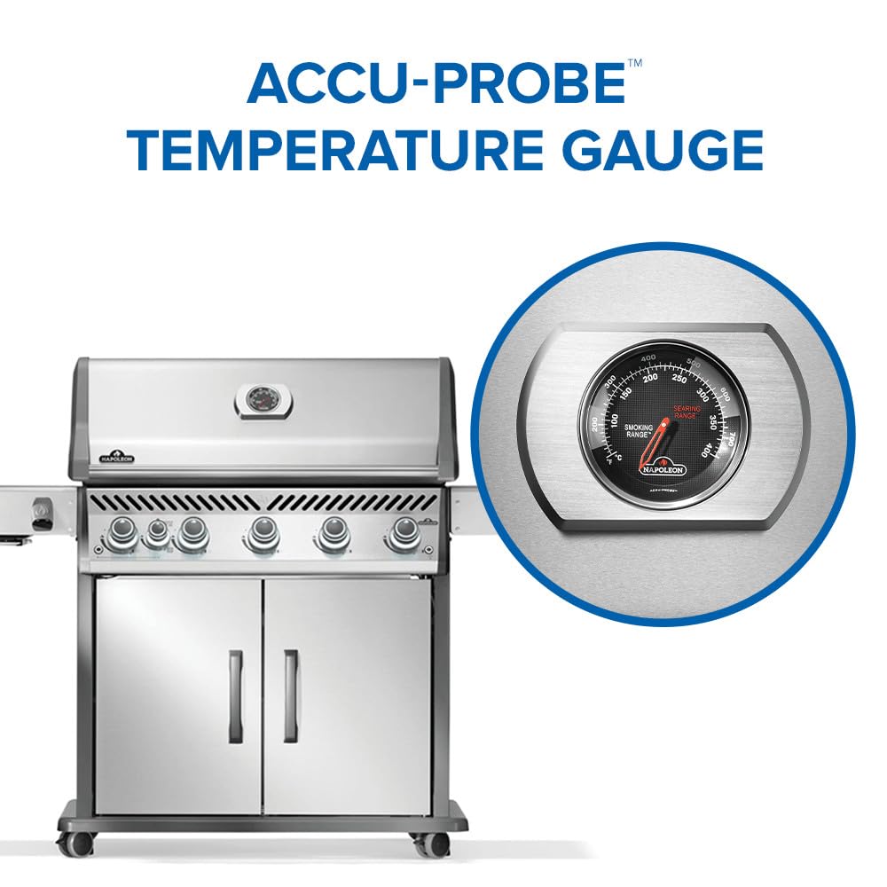 Napoleon Rogue PRO 625 Propane Gas Grill with Infrared Side Burner, Stainless Steel, Durable 6-Burner Gas BBQ
