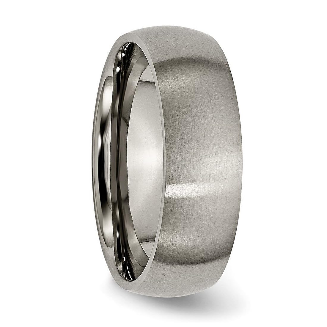 JewelryWeb Titanium Half Round 7mm Brushed Band Ring Size 11 Ring for Women and Men