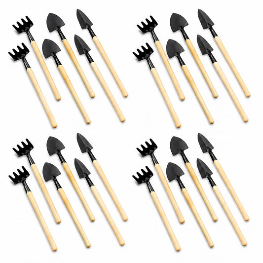 Garneck 8 Sets Mini Gardening Tools with Metal Rake Trowel and Shovel - Succulent Potting Planting Kit for Indoor - Small Gardening Tools for Cultivating Weeding Transplanting