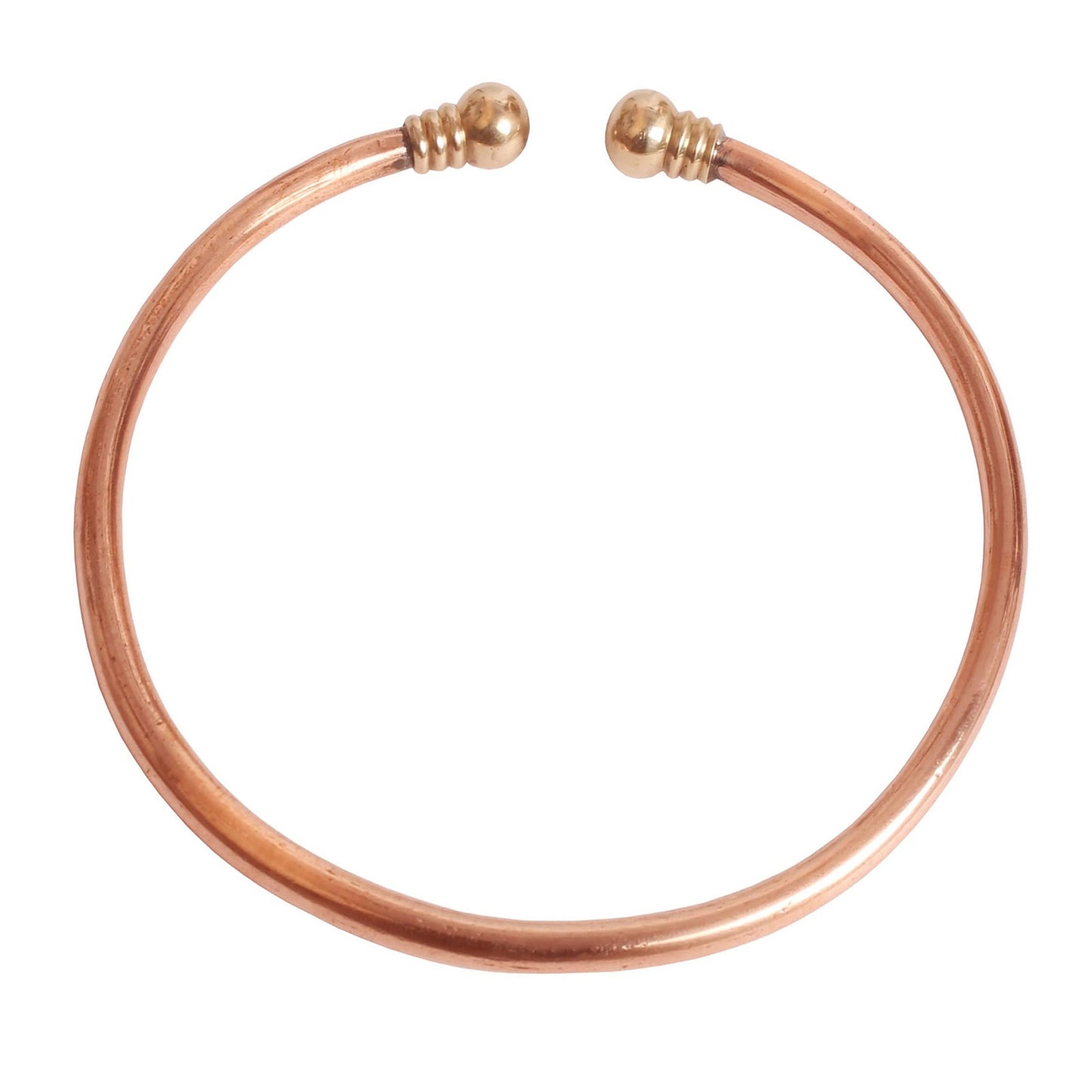 Sunsoul by Touchstone Handcrafted Annealed Toughened High Gauge Pure Copper Style Definition Eye Catching Designer Jewelry Round Shape Brass Caps Anklet in Natural Tone for Women