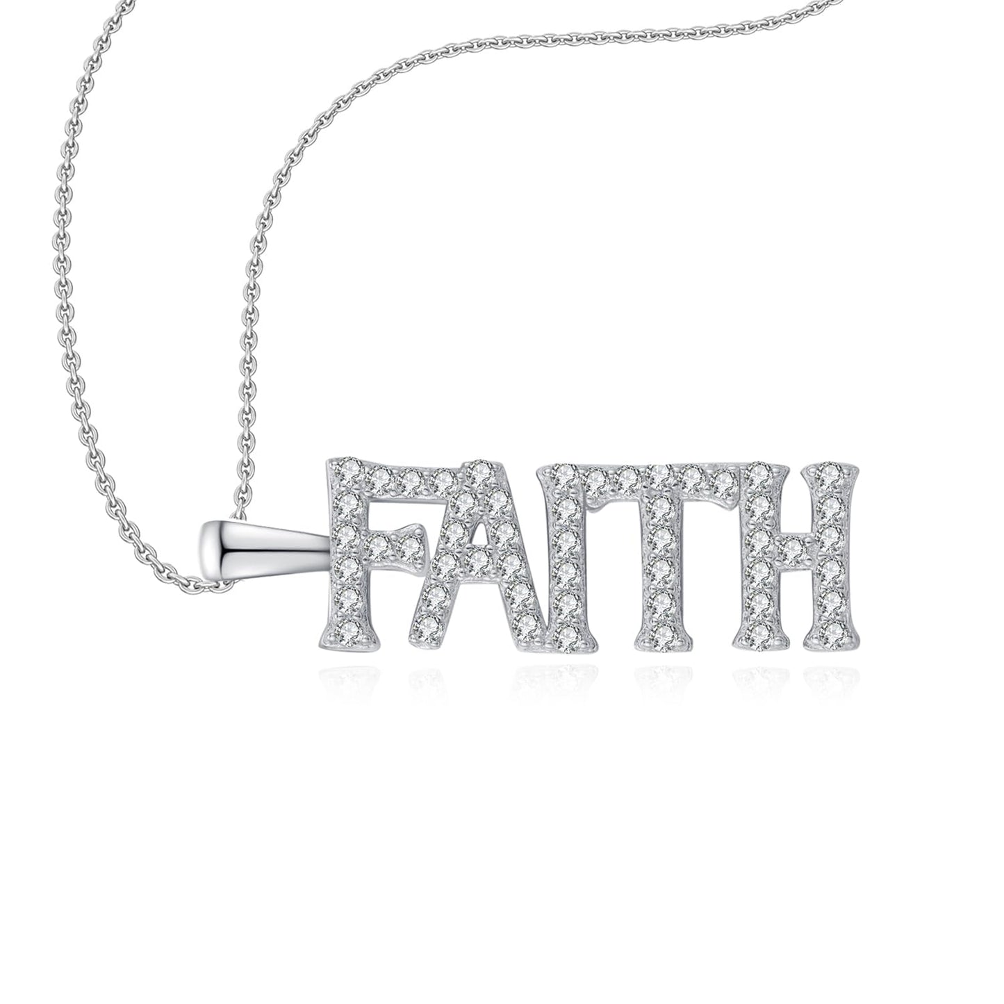 Dreamboat Faith Necklace for Women Sterling Silver Christian Necklace Pendant Confirmation Religious Jewelry Faith Gifts for Women