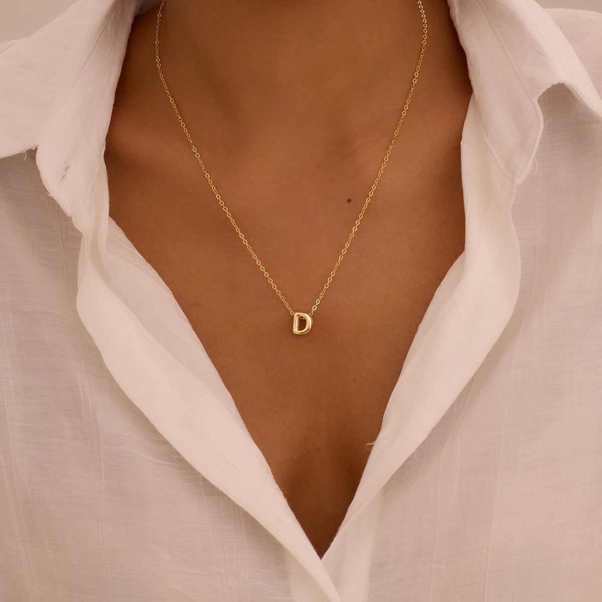 CUEZIY 14K Gold Plated Bubble Letter Necklace Initial Necklaces for Women Dainty Personalized Charm Pendant Name Necklace Cute Non Tarnish Fashion Accessories Teen Gift Trendy Stuff Jewelry Gifts