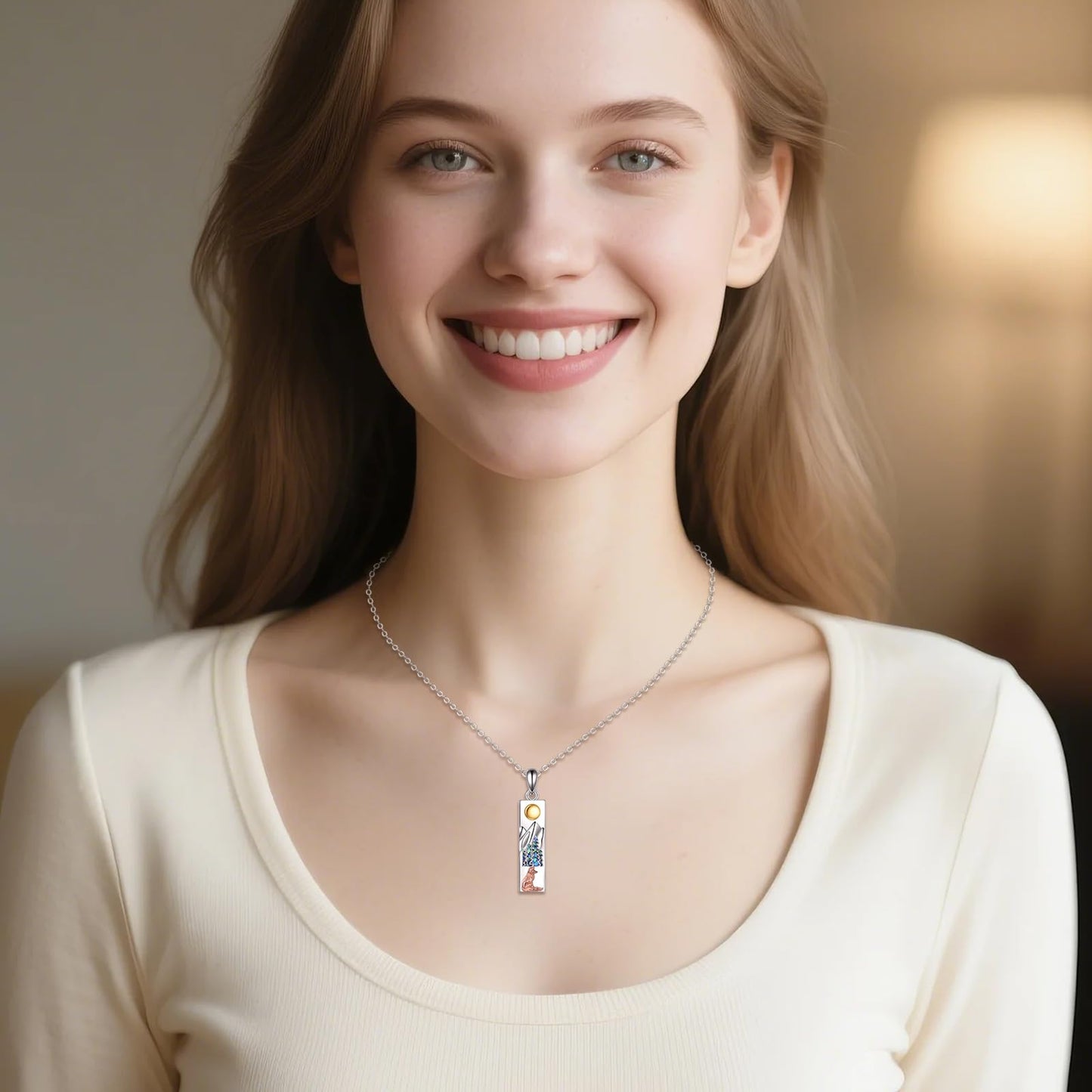 YFN Fox Mountain Necklace for Women Sterling Silver Nature Jewelry Gift for Skiers, Hikers, Campers, Climbers and Nature Lovers