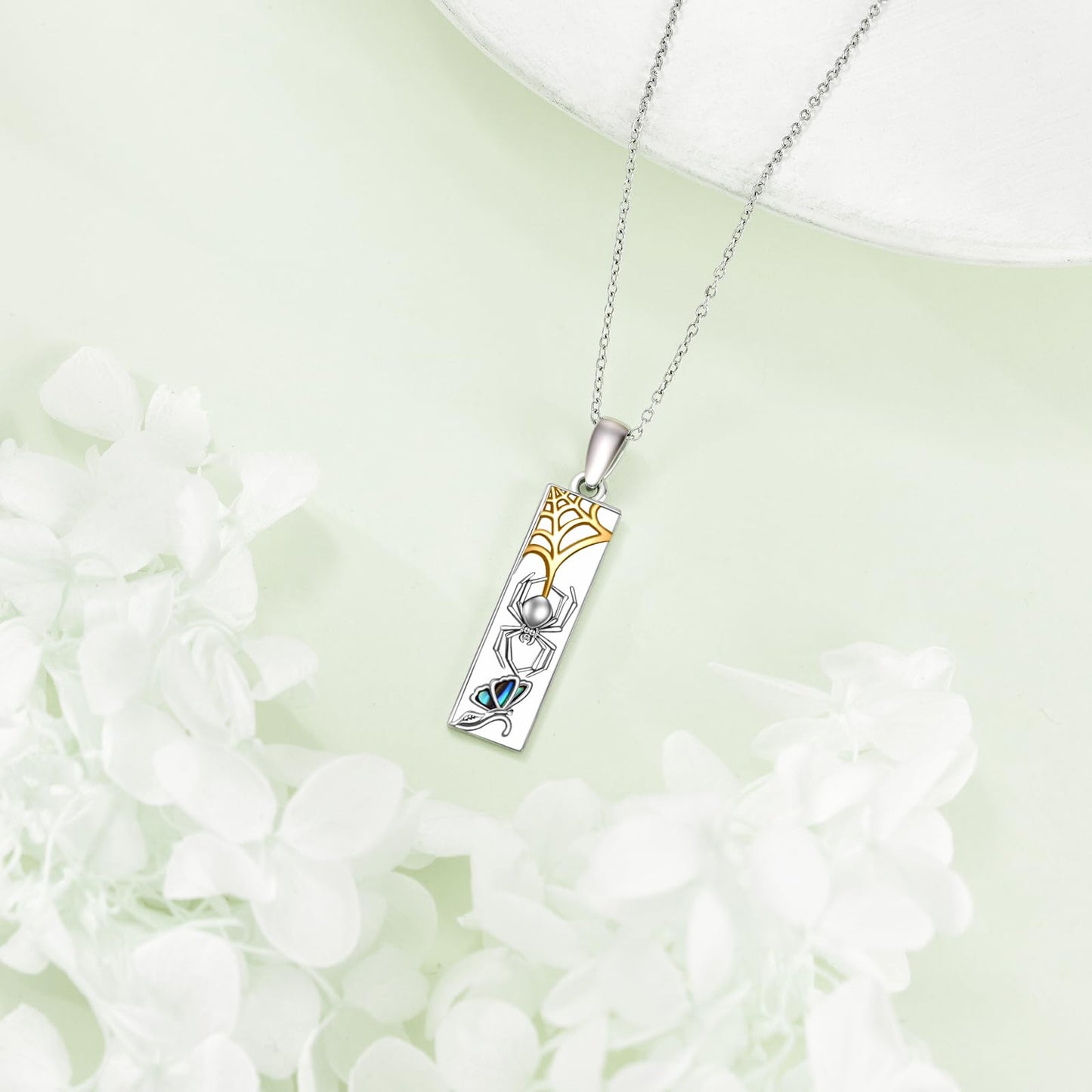 YFN 925 Sterling Silver Spider and Butterfly Pendant Necklace Spider Jewelry for Woman Men