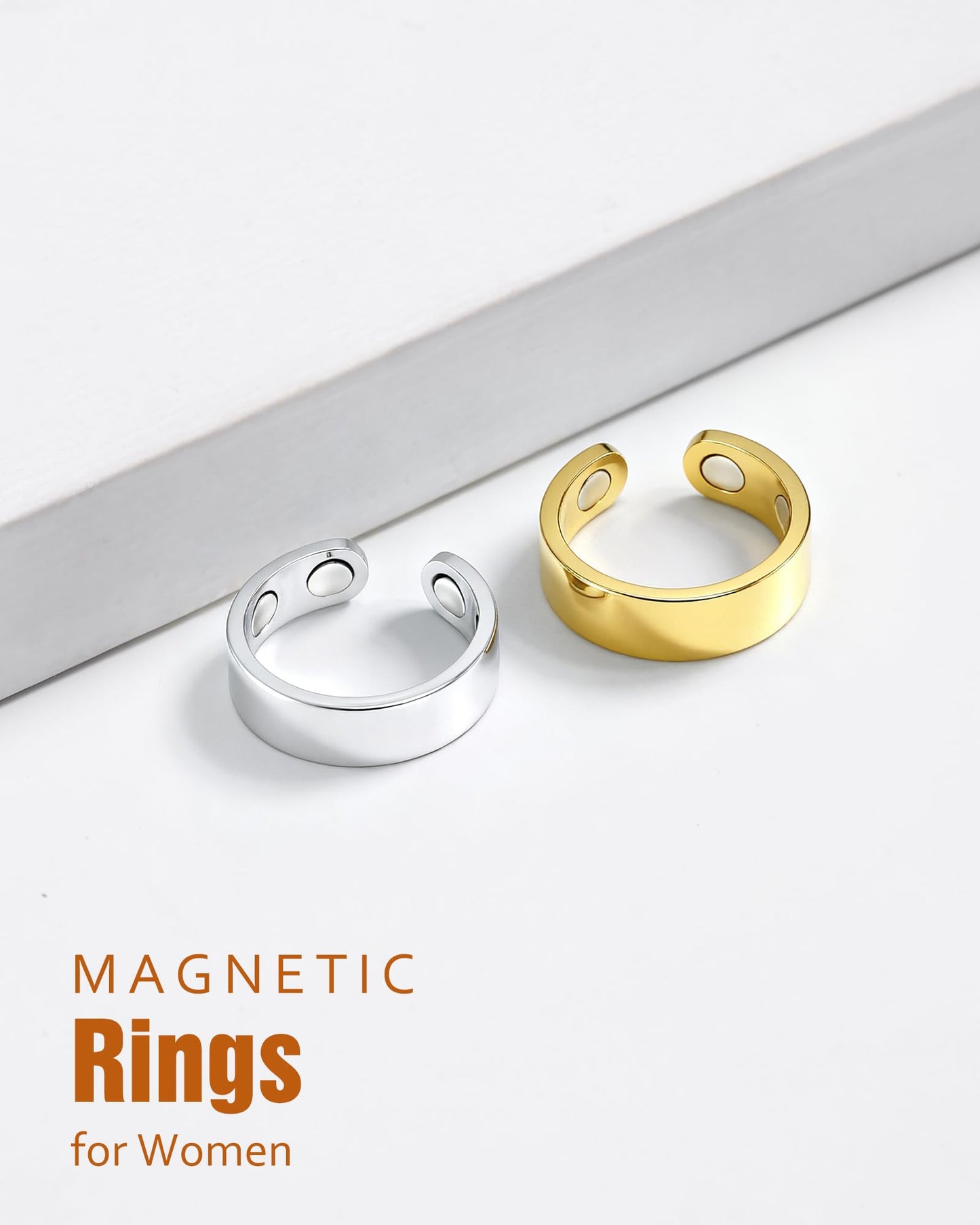 Jecanori Magnetic Rings for Women,Adjustable Stainless Steel Jewelry,Ideal Gift for Women