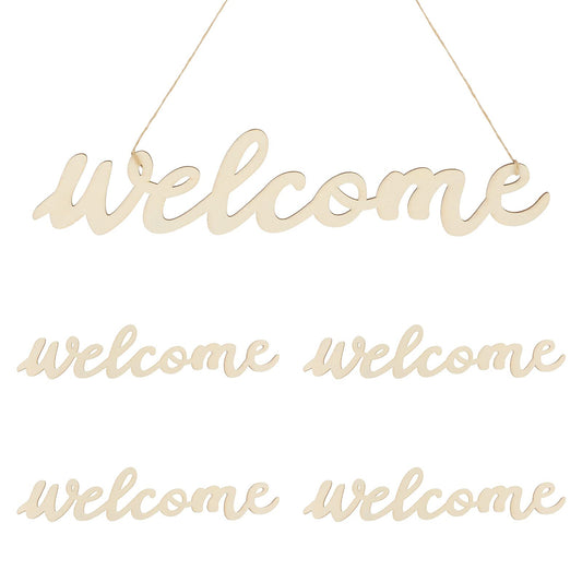 5pcs Wooden Welcome Cutout, Welcome Letters for Wood Sign, for Home Porch Restaurant Bar Decor 14.56 Inch Durable Wall Hanging Ornament