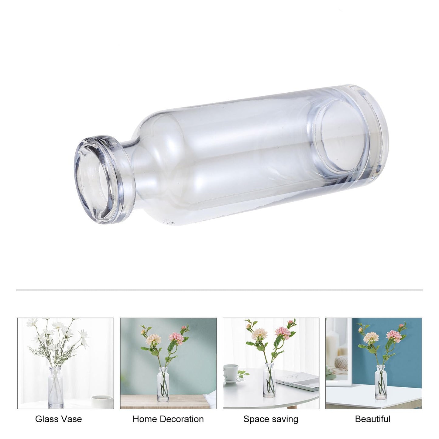 HOMSFOU Hydroponics Plant Container Glass Vase Ocean Blue Small Mouth Desktop Planter for Home Decoration and Garden Terrarium