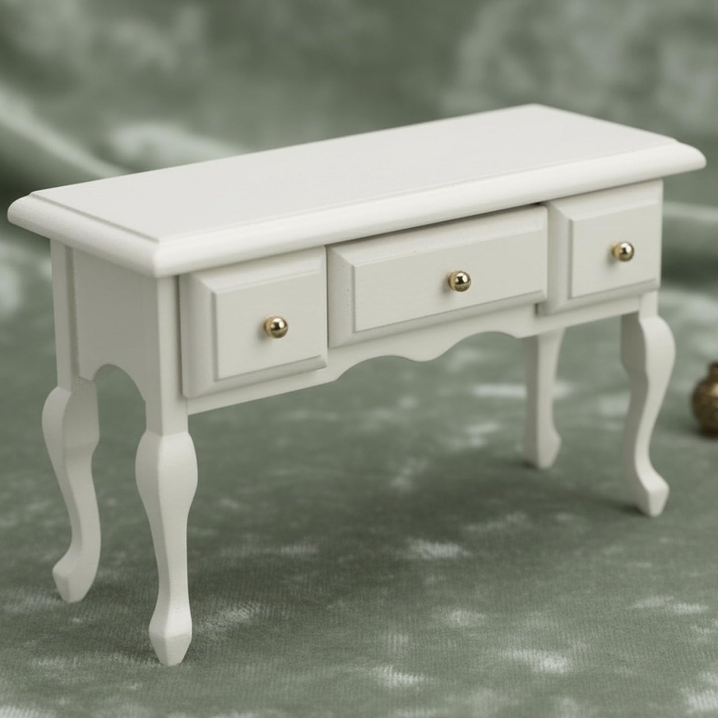 Miniature Table 1:12 Furniture for Dollhouse Accessories Writing Desk with 3 Drawers Miniature Room Ornaments Living Room Bedroom Library Scene Decoration (White)