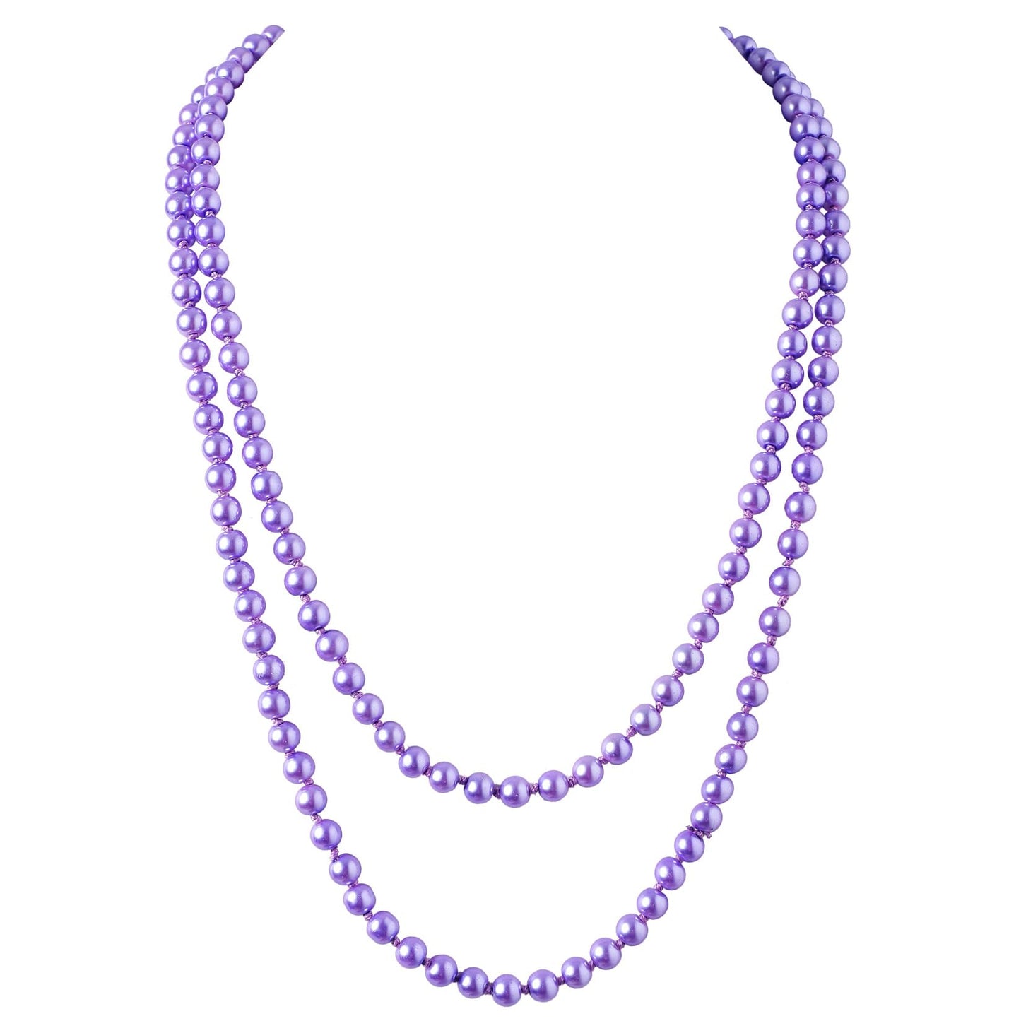 BABEYOND Long Pearl Necklace Faux Pearls Necklace Set Beaded Long Pearls Necklace 1920s Gatsby Costume Jewelry (Purple)