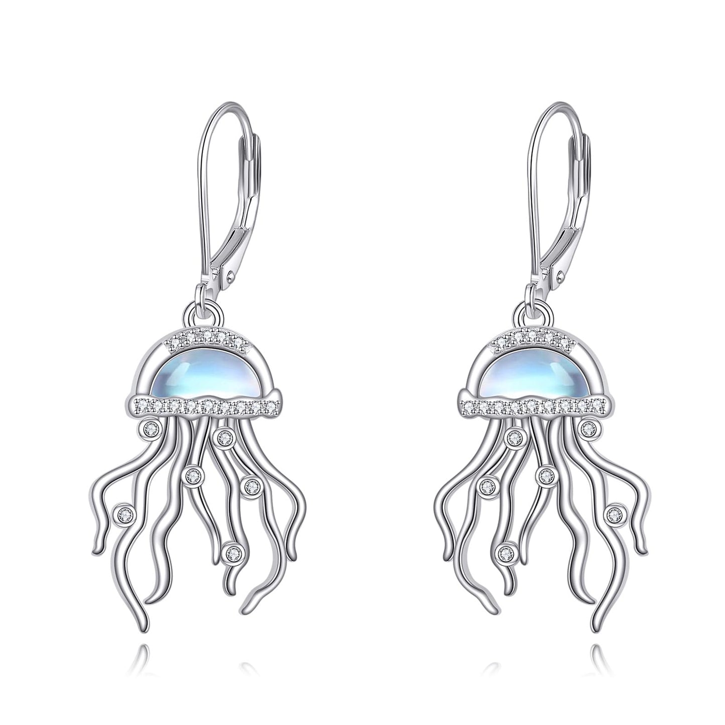 YAFEINI Jellyfish Earrings 925 Sterling Silver Moonstone Jellyfish Dangle Earrings Jellyfish Jewelry Gifts for Women