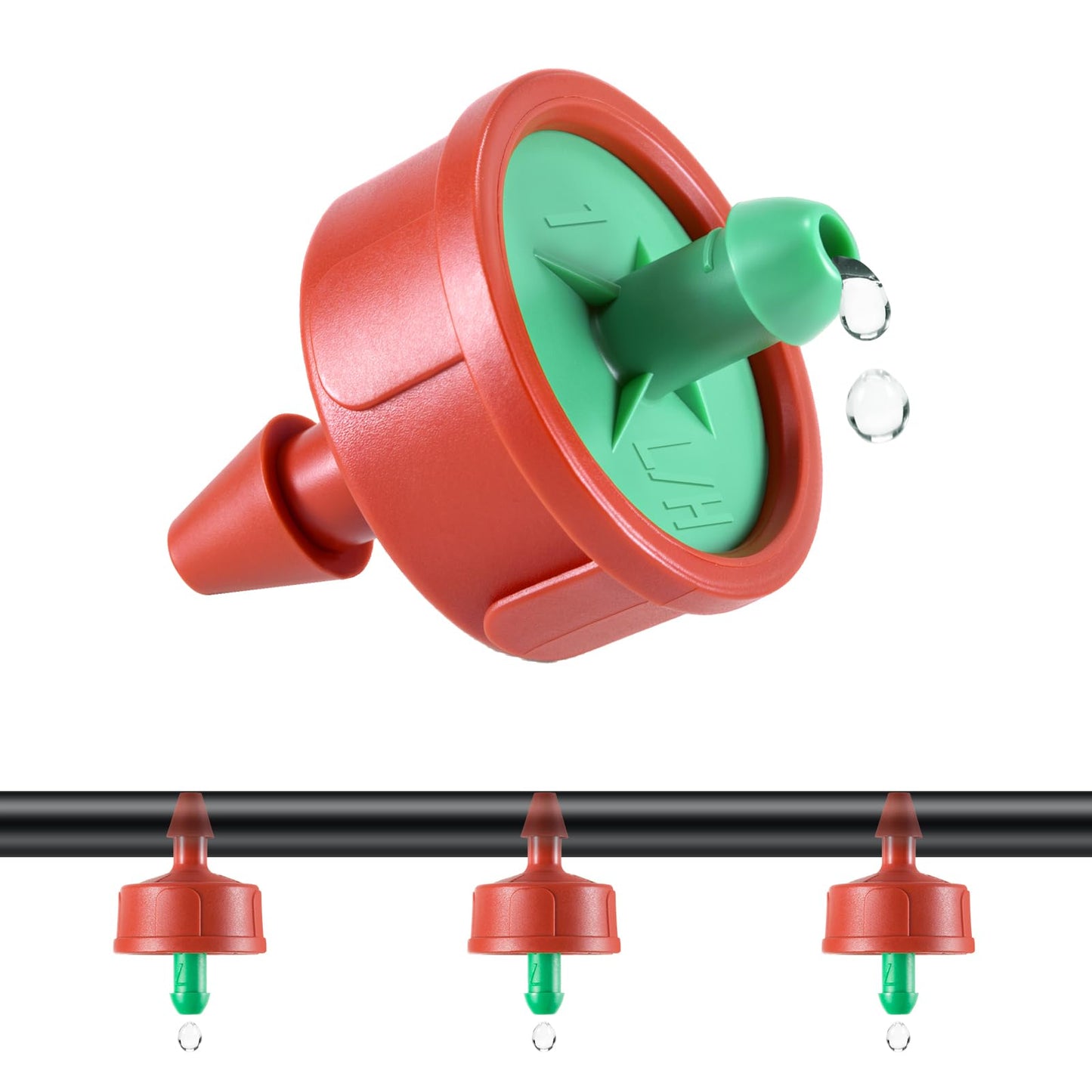 50 PCS 0.25 GPH Pressure Compensating Drip Irrigation Spot Watering Drippers/Emitters, Anti-Clog Self-Cleaning Drip Irrigation Emitters Heads Irrigation Drippers Parts for Seedlings, Mini Gardens