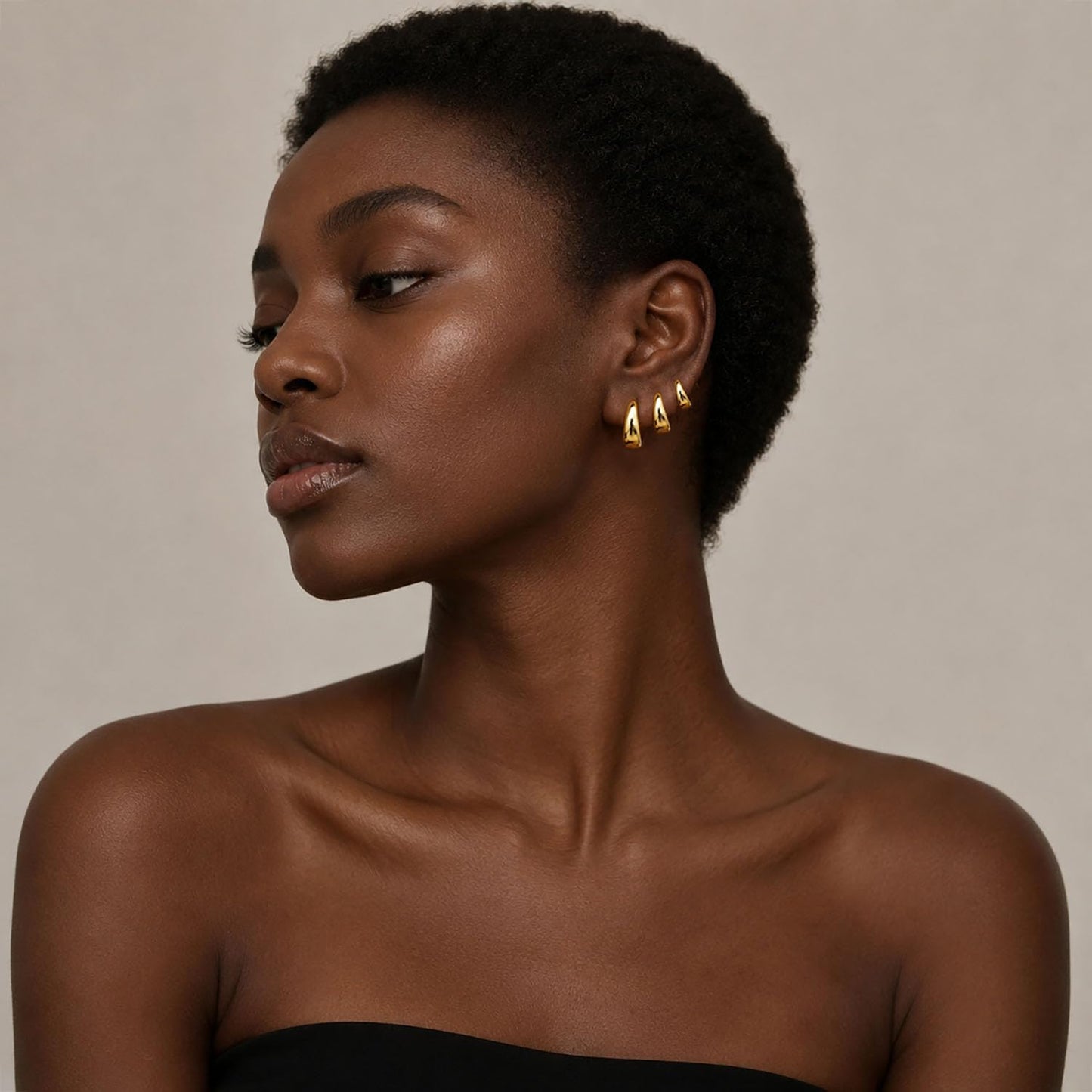 3Pairs Gold Hoop Earrings Set for Women Trendy Chunky Huggie Dainty Earring Jewelry for Women Teens (Gold - 3 Pairs)