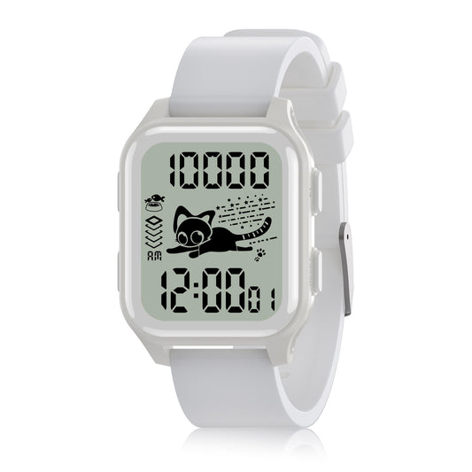 EZON T048 Digital Kids Watch for Teens Girls Boys,Sport Watch with Virtual Pet Cat Step Counter Stopwatch Pedometer Timer Alarm, No App Waterproof Fitness Tracker for Ages 7-18 (White)