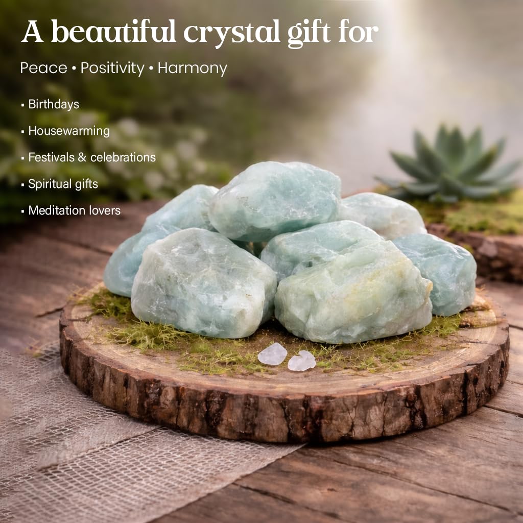 Crocon 1/4 LB Aquamarine Rough Bulk Natural Stone Raw Gemstone Tumbling Cabbing PolishingMining Chakra Balancing Reiki Healing Good Luck Home Office Decor