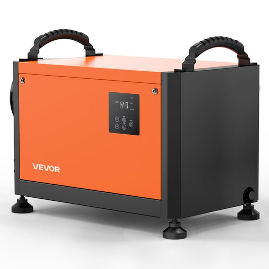 VEVOR 70 Pints Commercial Dehumidifier with Drain Hose, Portable Crawl Space Dehumidifiers for Basement Storage Room Industrial, Auto Defrost/Drainage, Heavy-duty Galvanized Steel, LED Indicate