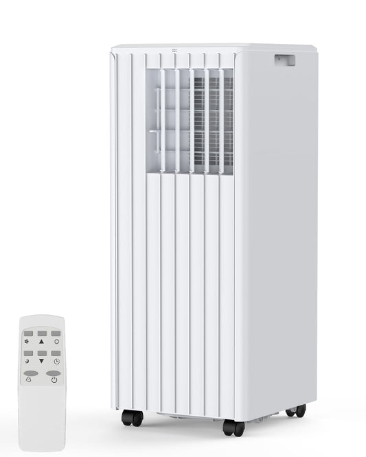 Portable Air Conditioner with 8,000 BTU Cooling Power – 3 Modes (Cool, Dehumidify, Fan) for Rooms Up to 350 Sq.Ft, Includes Remote, 24H Timer & Easy-Install Window Kit