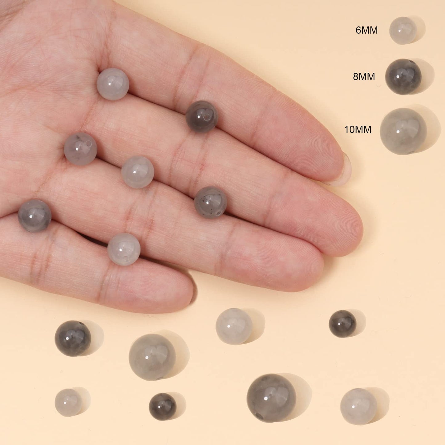 35pcs 10mm Natural Cloudy Quartz Crystal Gemstone Beads Energy Healing Crystal Round Loose Stone Beads for Jewelry Making, DIY Bracelets Necklaces