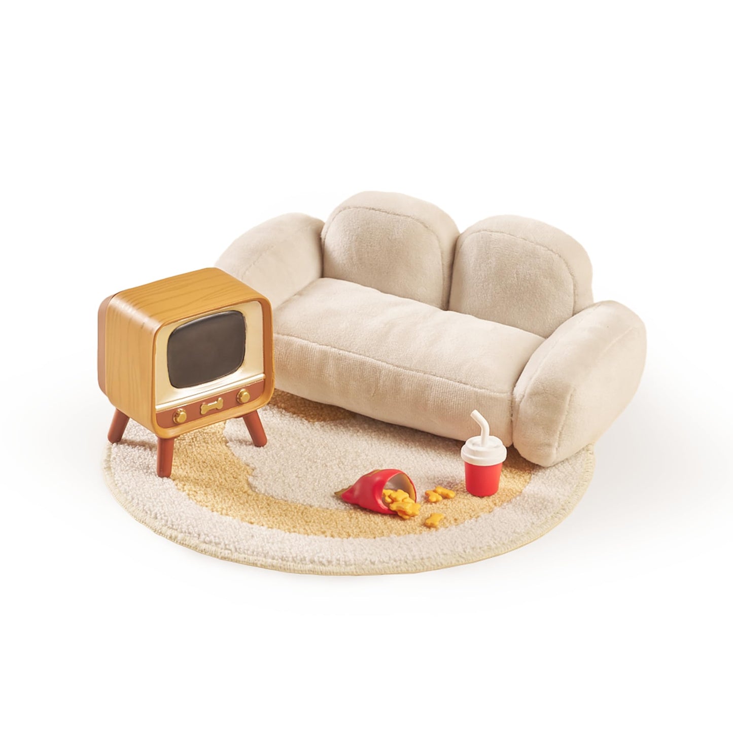 Party Animals Nemo Home Kit Miniature Furniture Set - Includes with Sofa, Carpet, Retro TV, Snacks and Drink Models, 5pcs Dollhouse Furniture Accessories for Figure Display