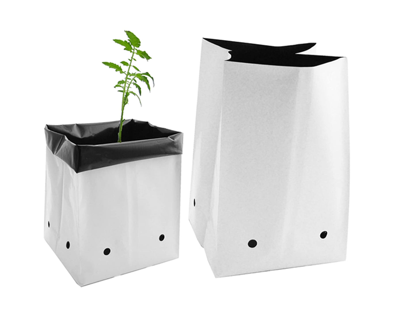 Viagrow Grow Bags Thick Plastic Grow Bags for Potting, Seedlings, Rootings, 1 Gallon 100 Pack, White