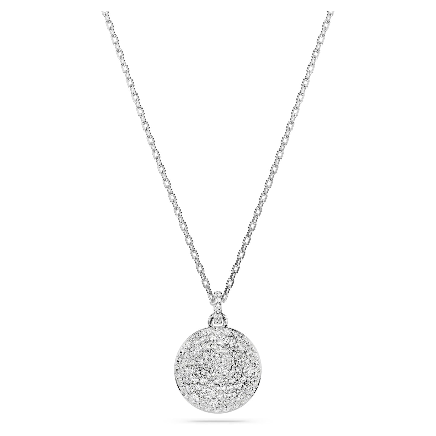 Swarovski Sublima Layered Pendant Necklace, Meteor Motif with Snow Pavé of Clear Round-Cut Crystals in a Rhodium-Finished Setting, Part of the Sublima Collection
