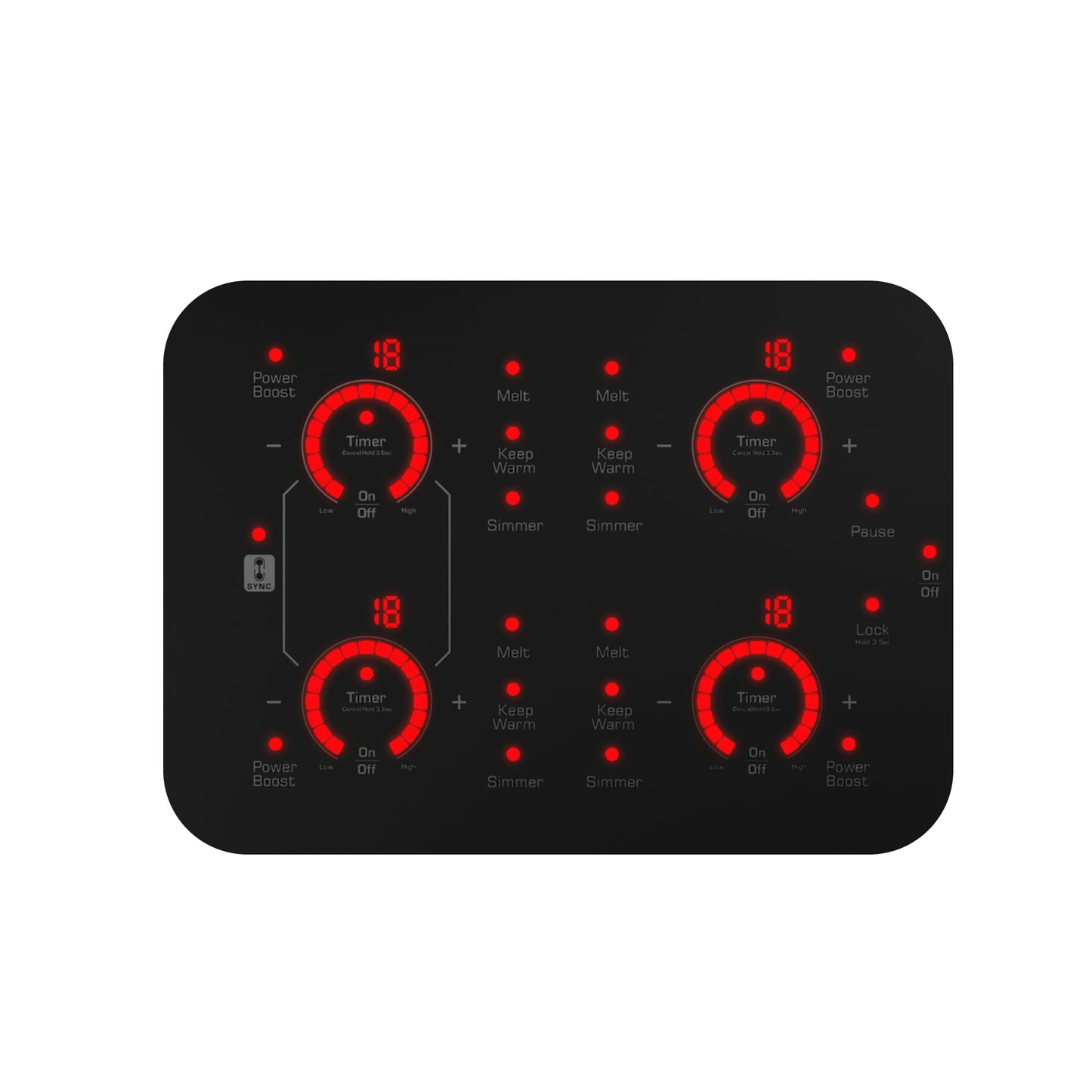 Empava 30 Inch Built-in Induction Cooktop 4 Burner, Bridge-SYNC, Auto RapidHeat, 3 Preset Modes, Pan Sensor, Hardwired 208~240V, 40A, Black Vitro Ceramic Glass