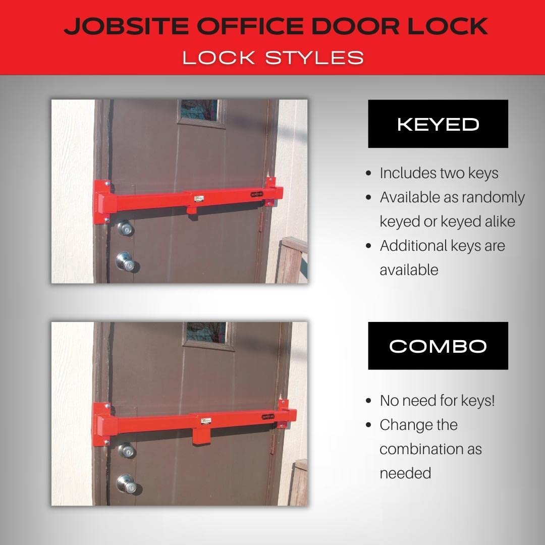 Equipment Lock Adjustable Door Security Bar - Security Lock Bar and Job Site Door Lock for Office Trailers, Warehouse Doors and Home Defense (Keyed Differently)