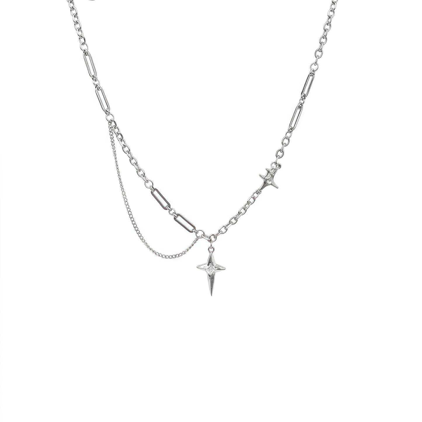 Buyongwant Irregular Necklace for Women Star Y2k Asymmetrical Design Fashionable Silver Jewelry