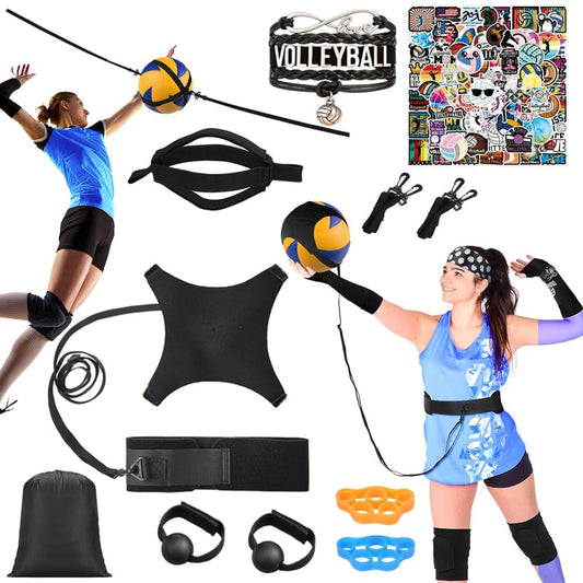 ENERACES Solo Volleyball Trainer Pro Kit with Rebounder – All-in-One Volleyball Training Equipment for Serving, Spiking & Setting Practice, Youth & Teen Practice Gift with Stickers & Bracelet