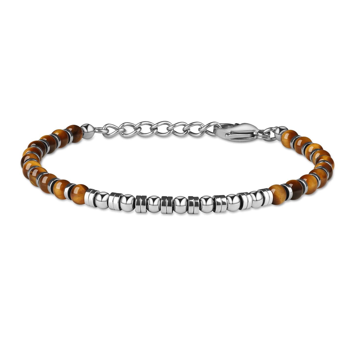 GAVU Men’s Hematite Tiger Eye Bracelet, Natural Crystal Beads Bracelet for Men
