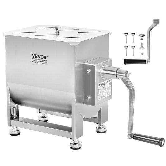 VEVOR Manual Meat Mixer, 80 Pound Capacity Tank Meat Processing Equipment, Stainless Steel Meat Mixer, Sausage Mixer Machine with Lid and Handle, Ground Beef Hand Mixer, Silver