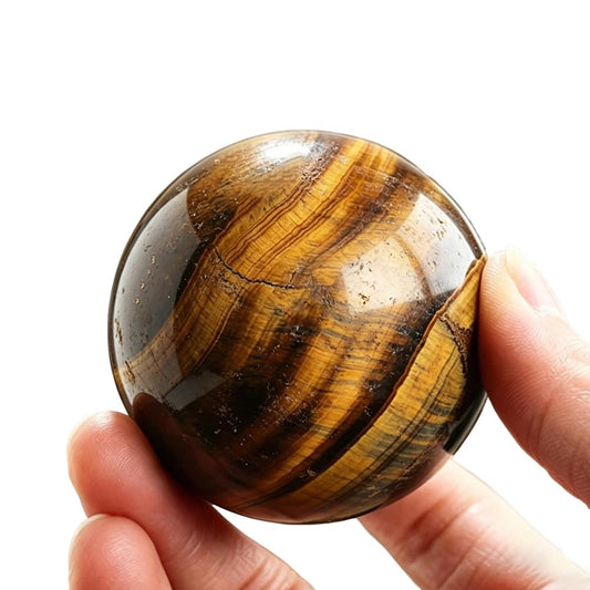 40-50mm Natural Tiger's Eye Crystal Ball, Hand Polished Tiger Eye Stone Sphere, Healing Crystal Decorative Sphere, Reiki Energy Stone Crafts, Feng Shui Home Desktop Ornament Gift