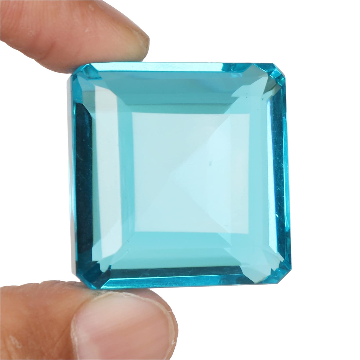 GEMHUB Gemstones For Jewelry Making 93.50 Ct Brazilian Swiss Blue Topaz Square Shape Loose Gemstone Crystals