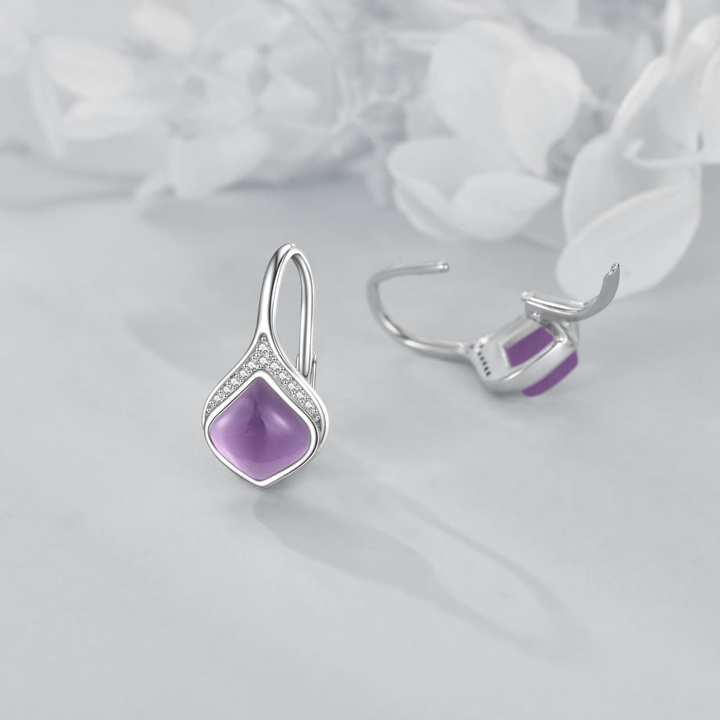 Amethyst Drop Earrings Sterling Silver Filigree Teardrop Leverback Earrings Purple Amethyst Dangle Earrings Jewelry Gifts For Women