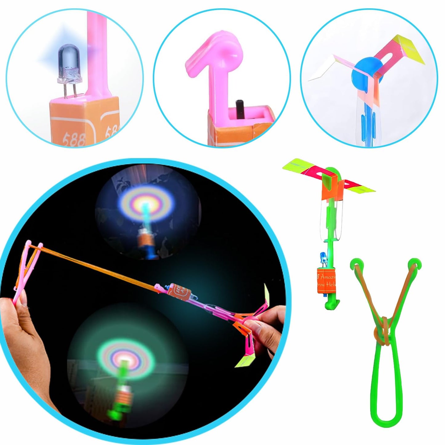 37 Sets Slingshot for Kids,Light Up Flying Toys,Glow In The Dark Party Supplies,Camping Essentials,Beach,Outdoor Games,Outside Toys,Valentines Day Gifts for Classroom,Party Favors for Kids 8-12 4-8
