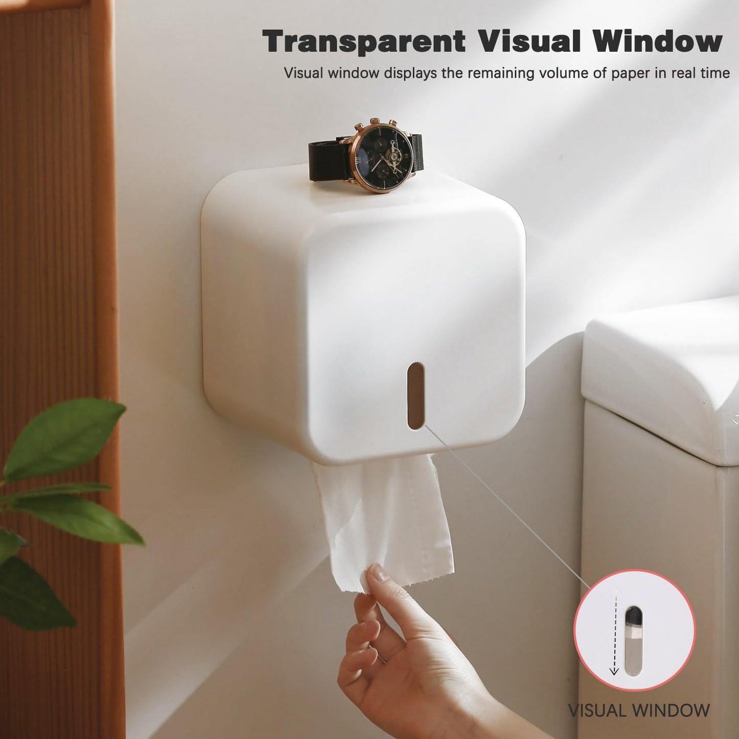 Colist Toilet Paper Holder Wall Mounted self Adhesive Toilet Roll Holders No Drilling Waterproof/Dustproof/Cat Proof Paper Roll Dispenser for Bathroom Toilet RV Car Trave(Large)