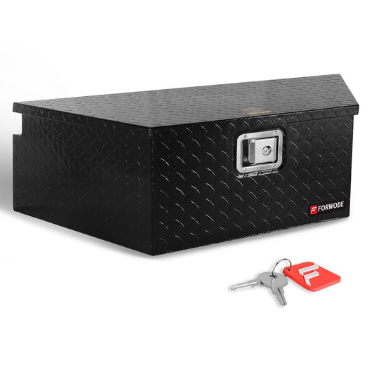 FORWODE 39 Inch Trailer Tongue Box Aluminum Trailer Tool Box for Storage Toolbox, Aluminum Diamond Plate Trailer Tongue Box with Lock - Black