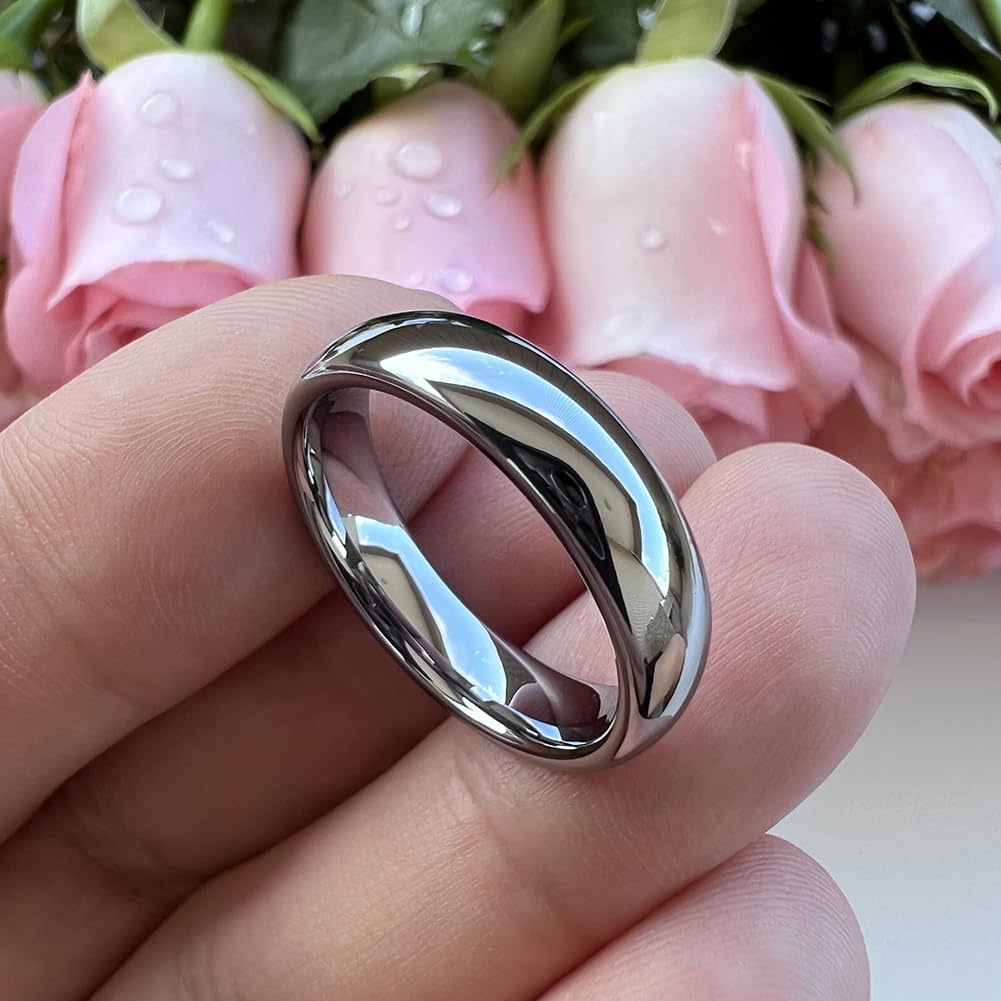 TUTISS 5mm Tungsten Carbide Rings for Men Women Engagement Wedding Bands Domed Polished Shiny Comfort Fit Size 13