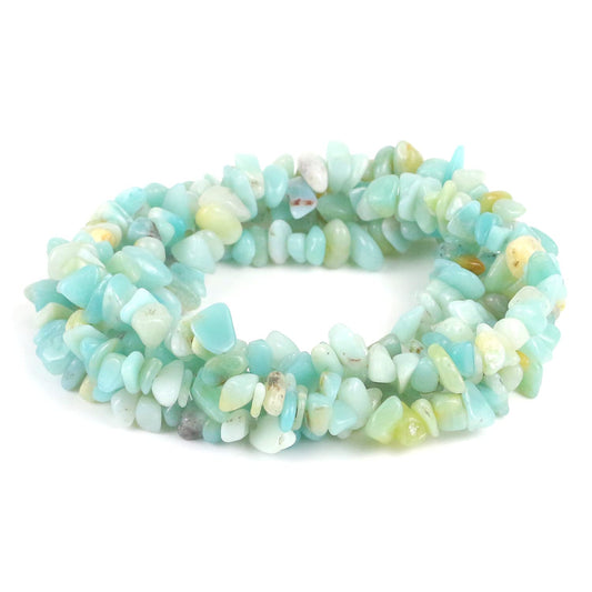 31 inches Chip Stone Loose Gemstones Beads Drilled Strand for Jewelry Making (Amazonite)