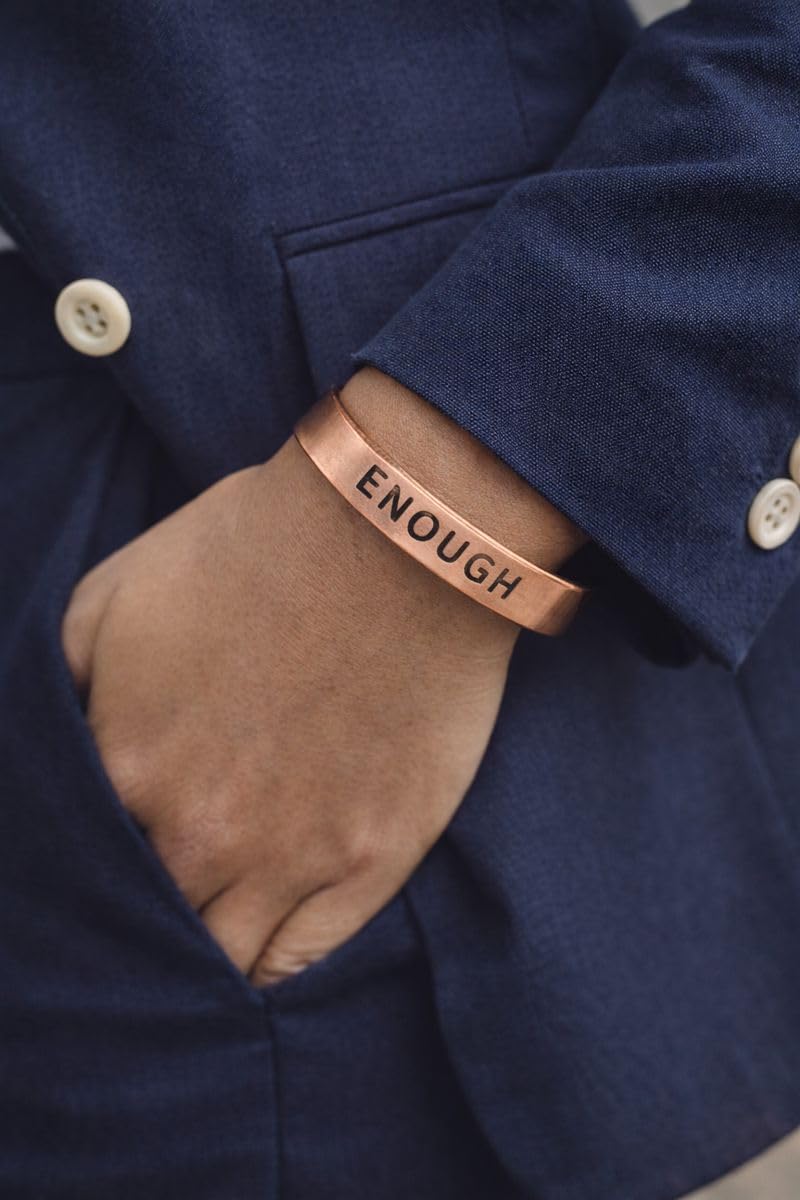 Touchstone Inspirational Copper Engraved Magnetic Bracelets for Women-Personalized Jewelry Gifts for Best Friend/Mom/Daughter/Sister - Adjustable Bracelet in a Pretty Gift Box Enough