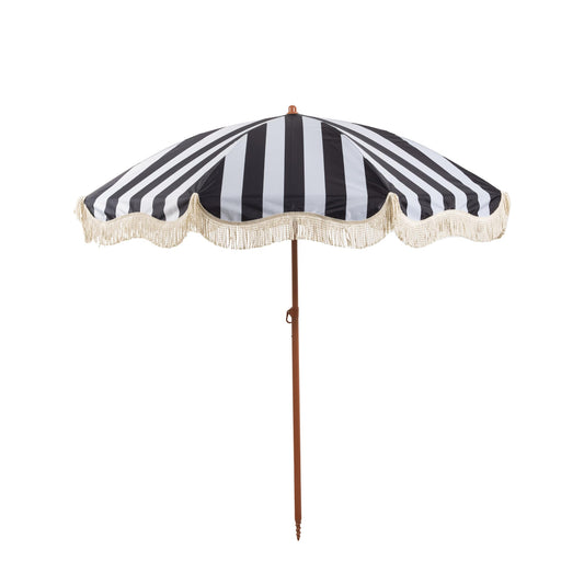 Rayjee 6.5FT Fringe Patio Umbrella, Outdoor Decorative Sun Umbrella for Garden, Deck & Poolside, Tilt Adjustable Shade Umbrella