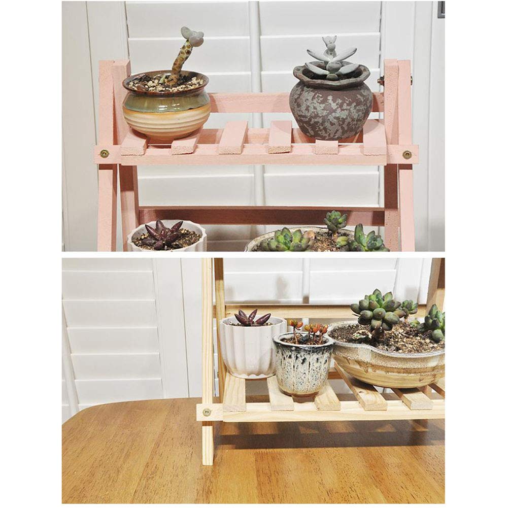 ZHZXBDGQ Wooden Plant Stand, 2 Tier Flower Display Rack Holder, Indoor Outdoor Plant Stand Flower Pots Holder for Home Desktop Garden Patio Balcony Decoration-Green